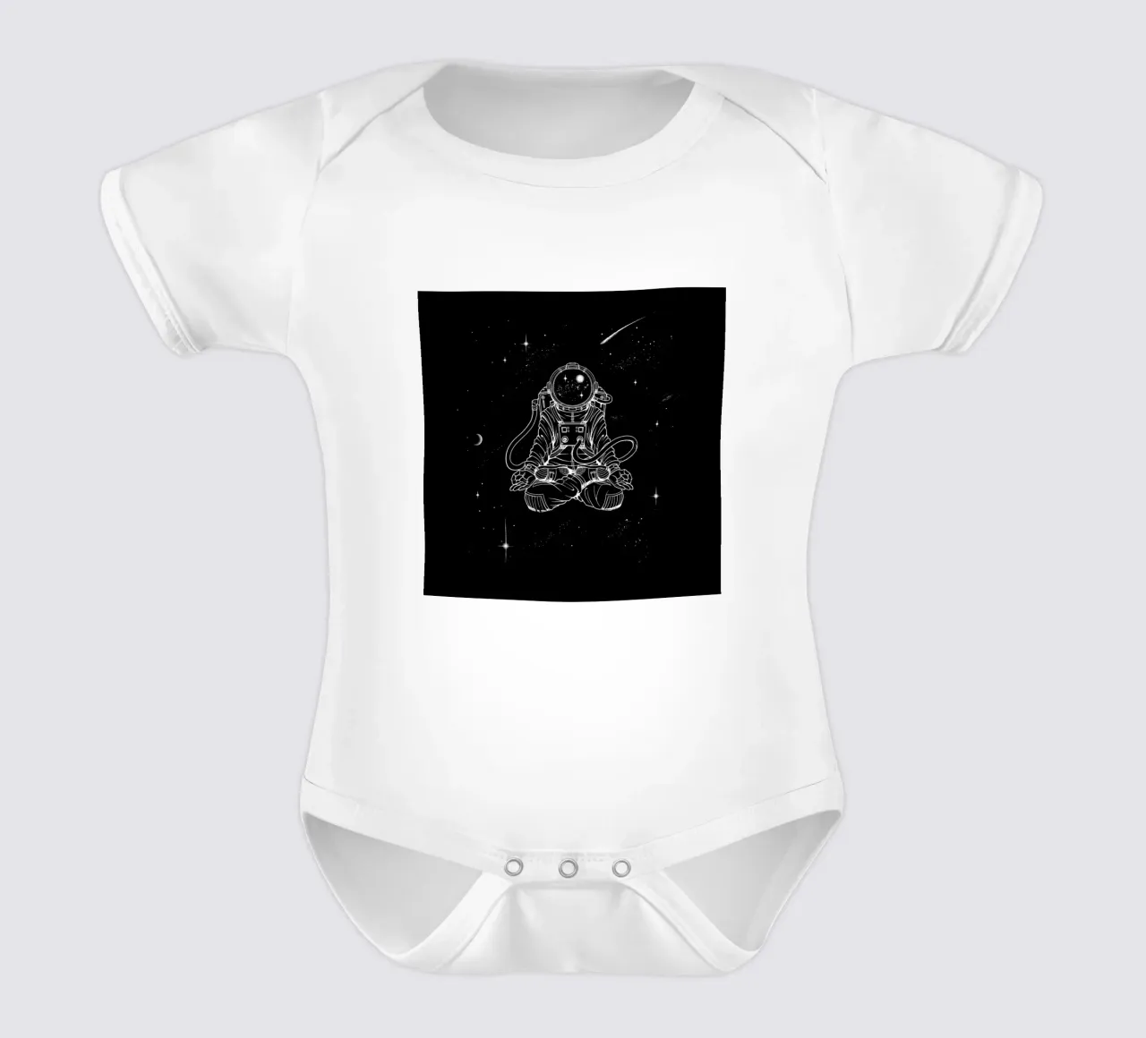 Zen Astronaut short-sleeve baby romper by Tobe Fonseca