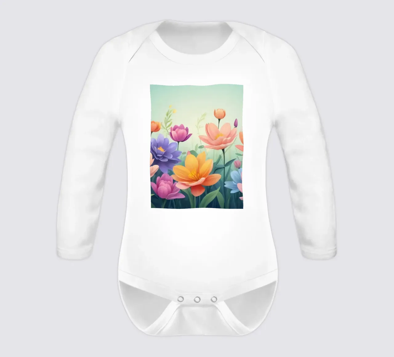 design floreale con una rilassante composizione di fiori body neonato maniche lunghe da DesignDoodle