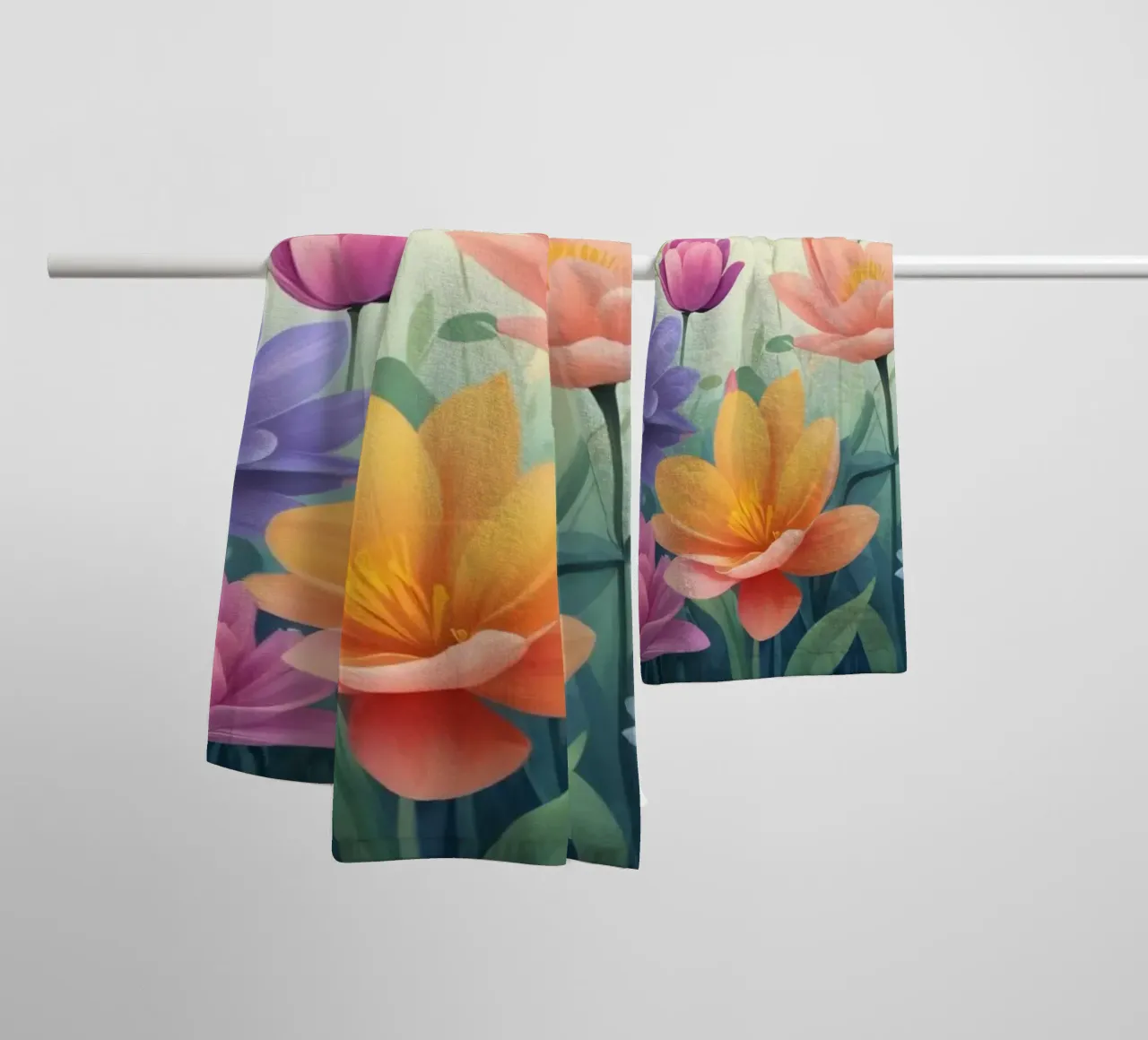 design floreale con una rilassante composizione di fiori asciugamano da bagno da DesignDoodle