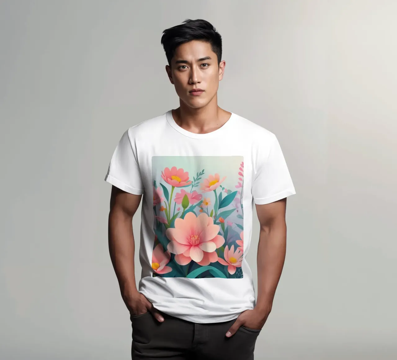 Composizione floreale colorata con tenui tonalità pastello t-shirt da DesignDoodle