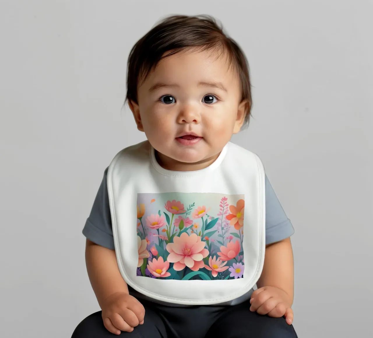 Composizione floreale colorata con tenui tonalità pastello bavaglino da DesignDoodle
