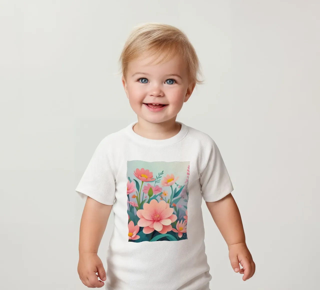 Composizione floreale colorata con tenui tonalità pastello maglietta neonato da DesignDoodle