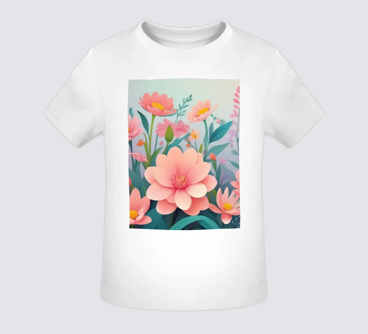 Composizione floreale colorata con tenui tonalità pastello maglietta neonato da DesignDoodle