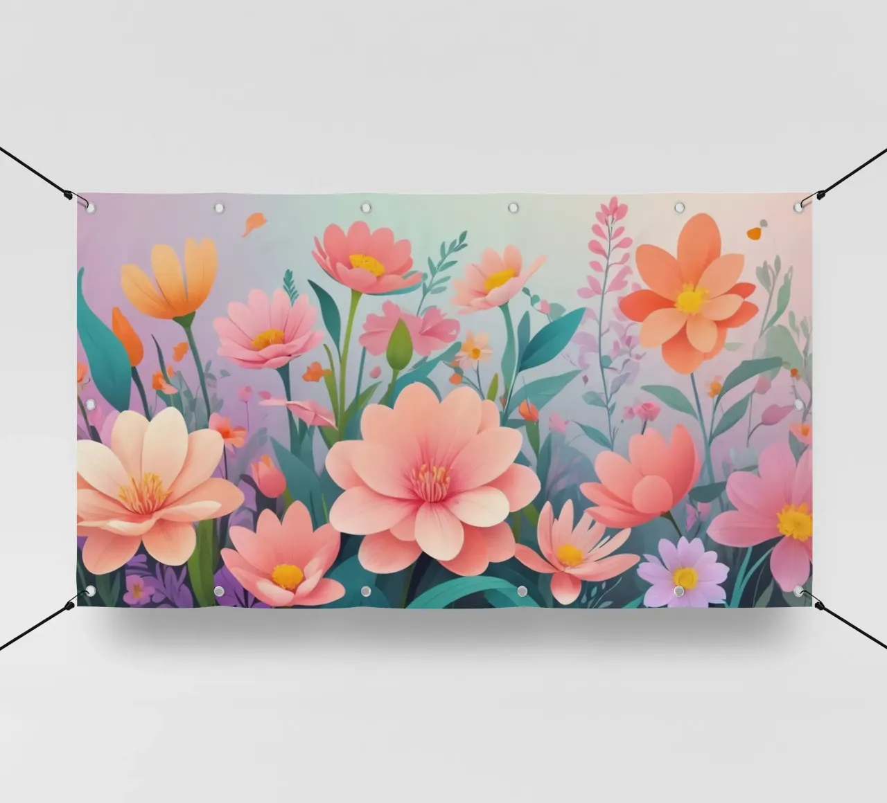 Composizione floreale colorata con tenui tonalità pastello telo in pvc da DesignDoodle