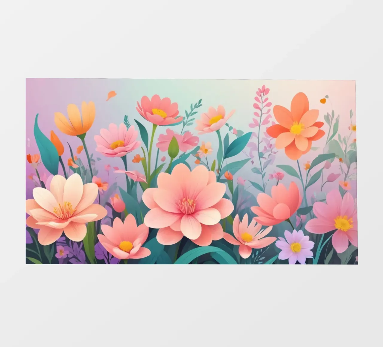 Composizione floreale colorata con tenui tonalità pastello telo in pvc da DesignDoodle