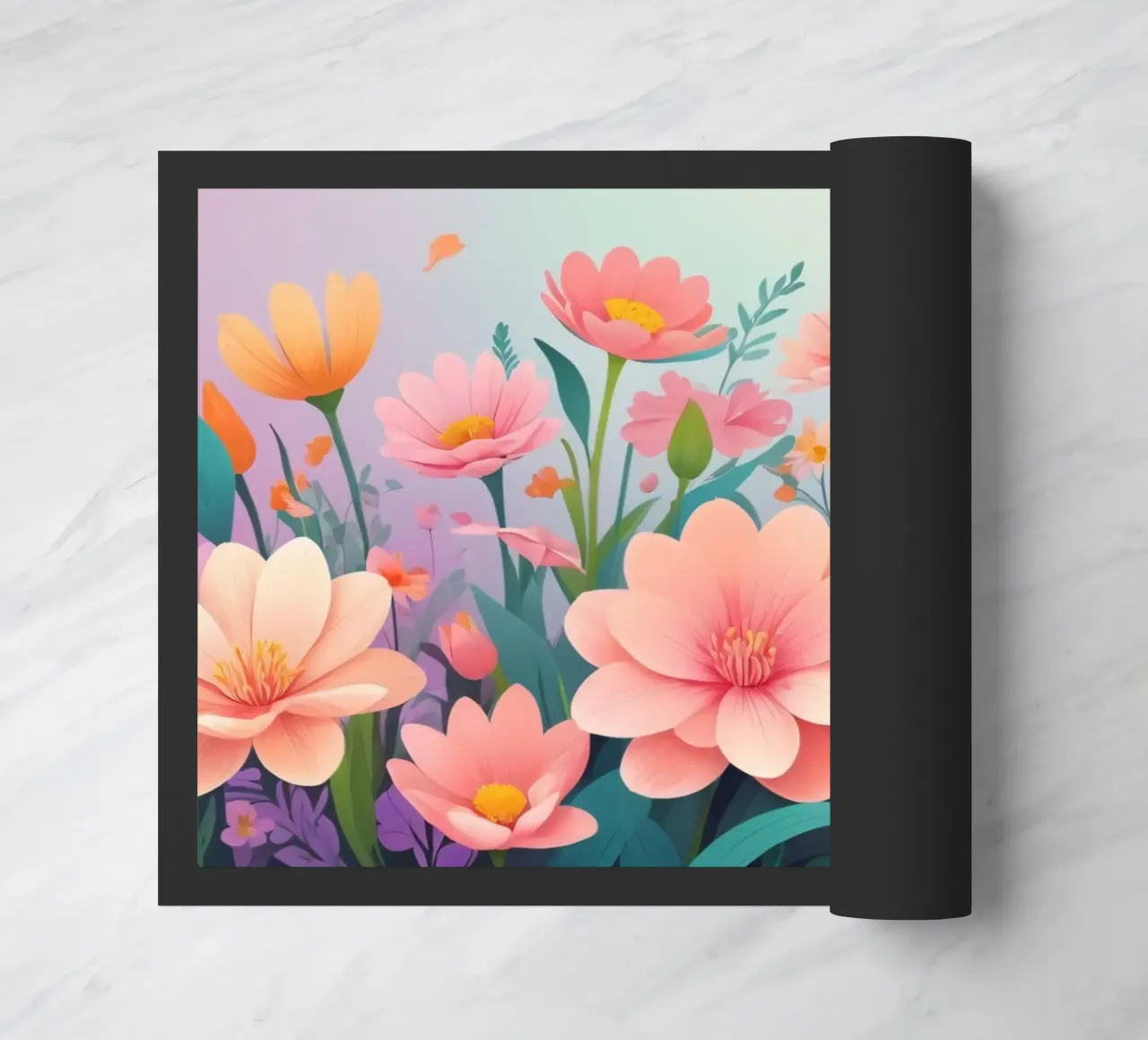 Composizione floreale colorata con tenui tonalità pastello zerbino da DesignDoodle