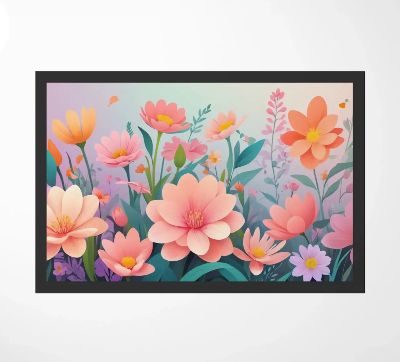 Composizione floreale colorata con tenui tonalità pastello zerbino da DesignDoodle