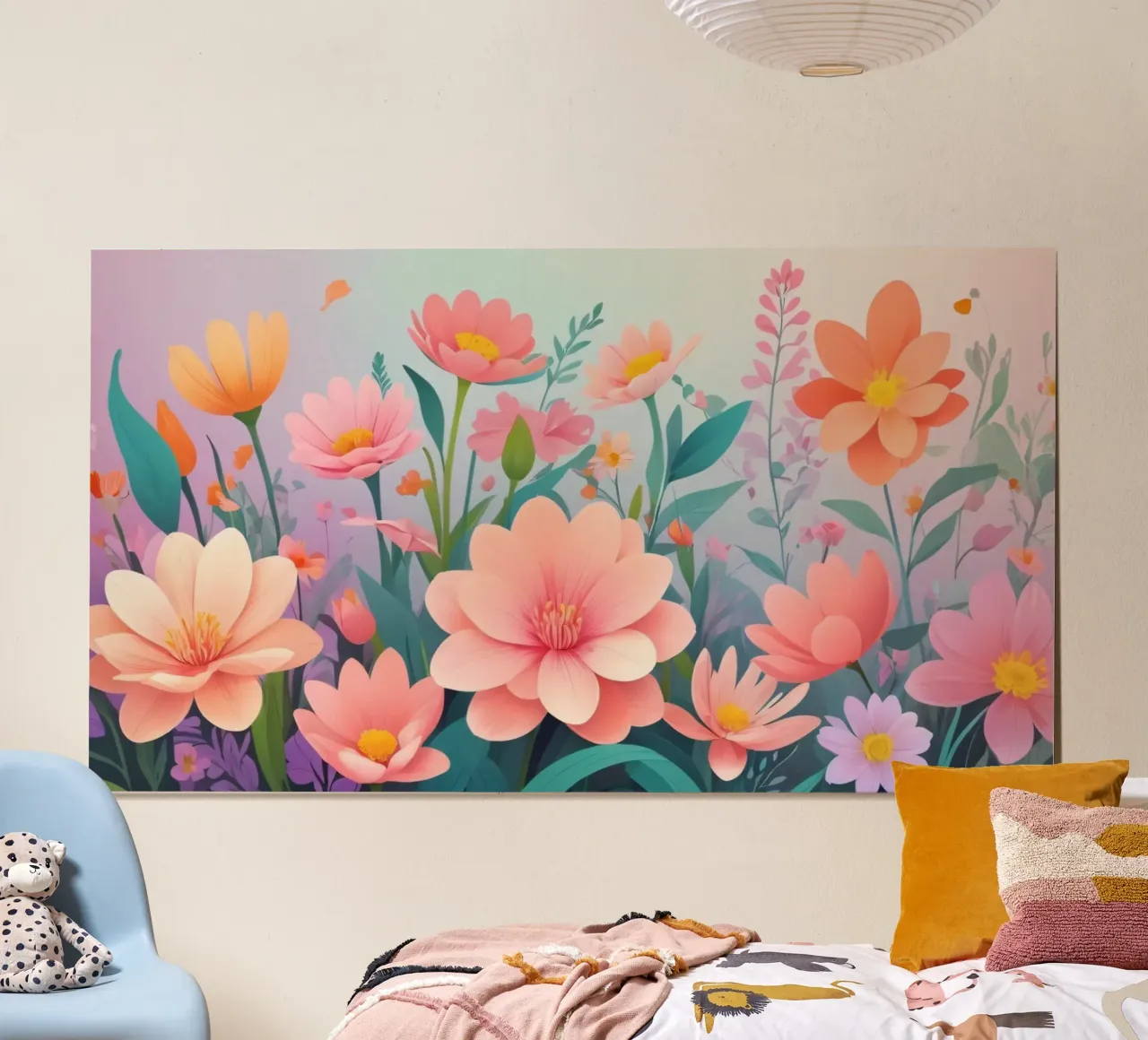 Composizione floreale colorata con tenui tonalità pastello carta hahnemühle da DesignDoodle