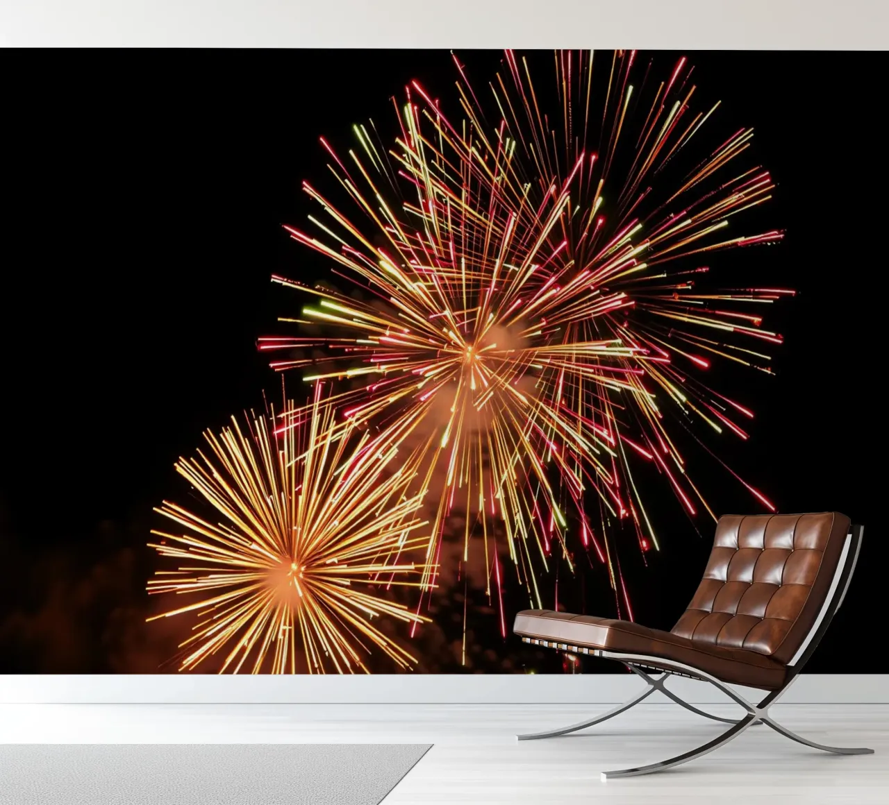 les feux d'artifice illuminent le ciel nocturne dans un spectacle grandiose papier peint photo de DesignDoodle