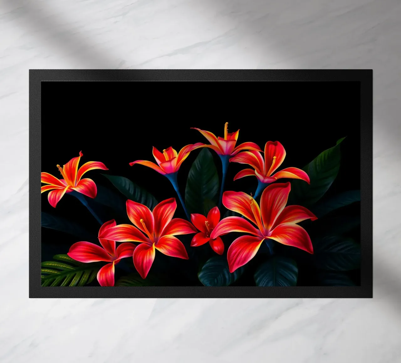 composizione floreale rossa e arancione zerbino da DesignDoodle
