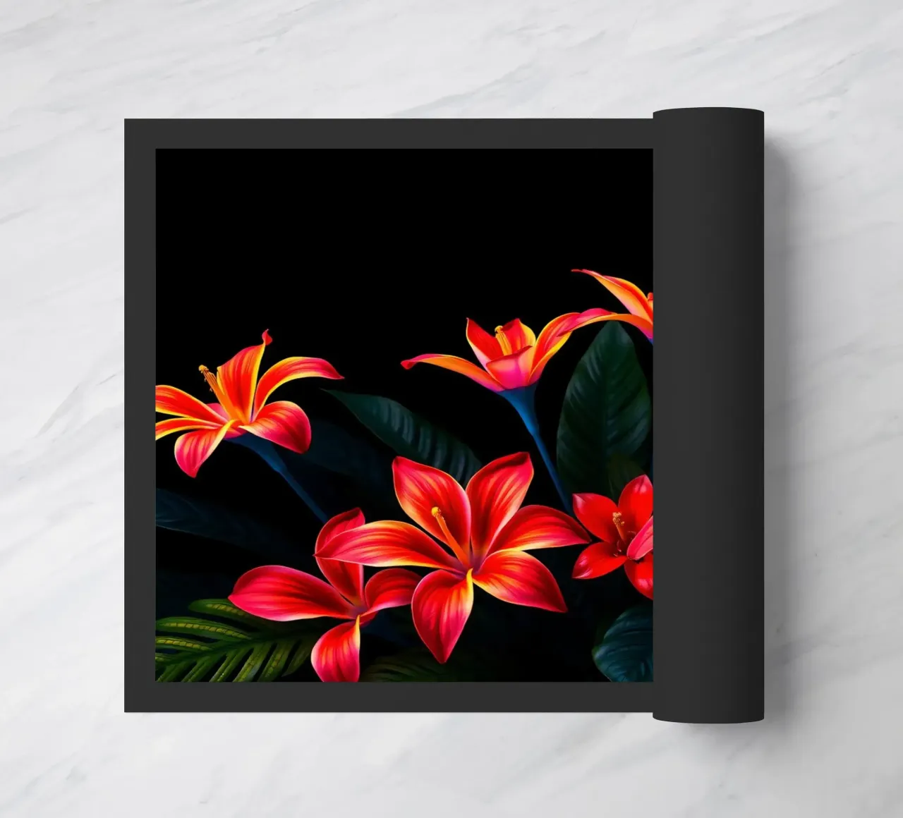 composizione floreale rossa e arancione zerbino da DesignDoodle