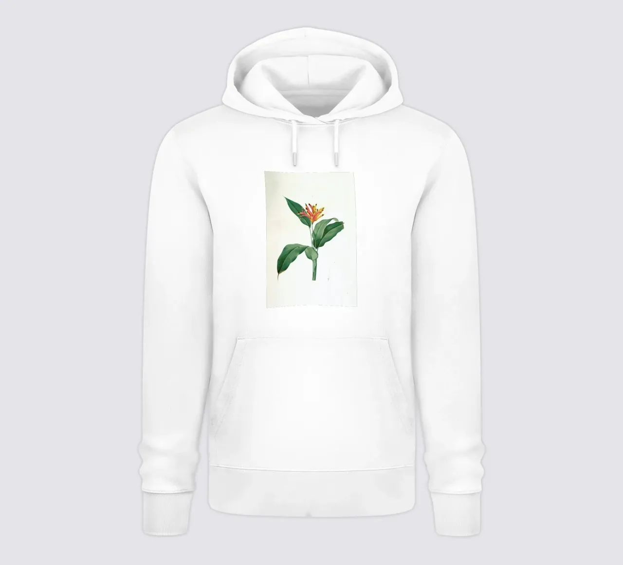Heliconia psittacorum, Parrot Flower -Pierre Joseph felpa con cappuccio da Artokoloro Quint Lox Ltd