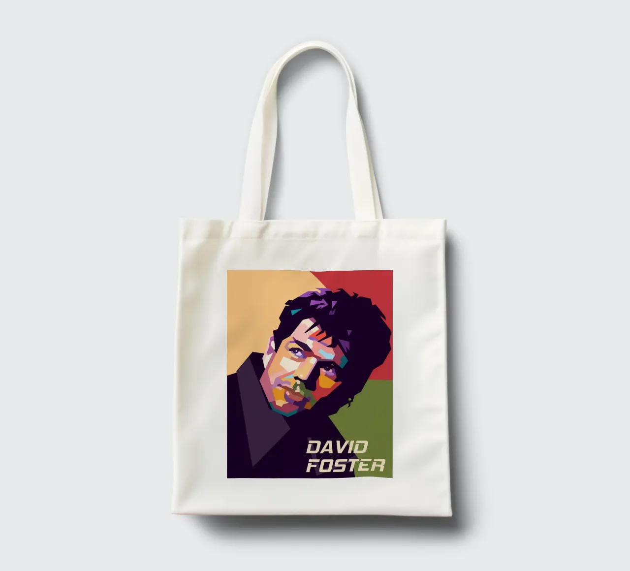 Ritratto pop art di David Foster borsa in juta da Hantamrata