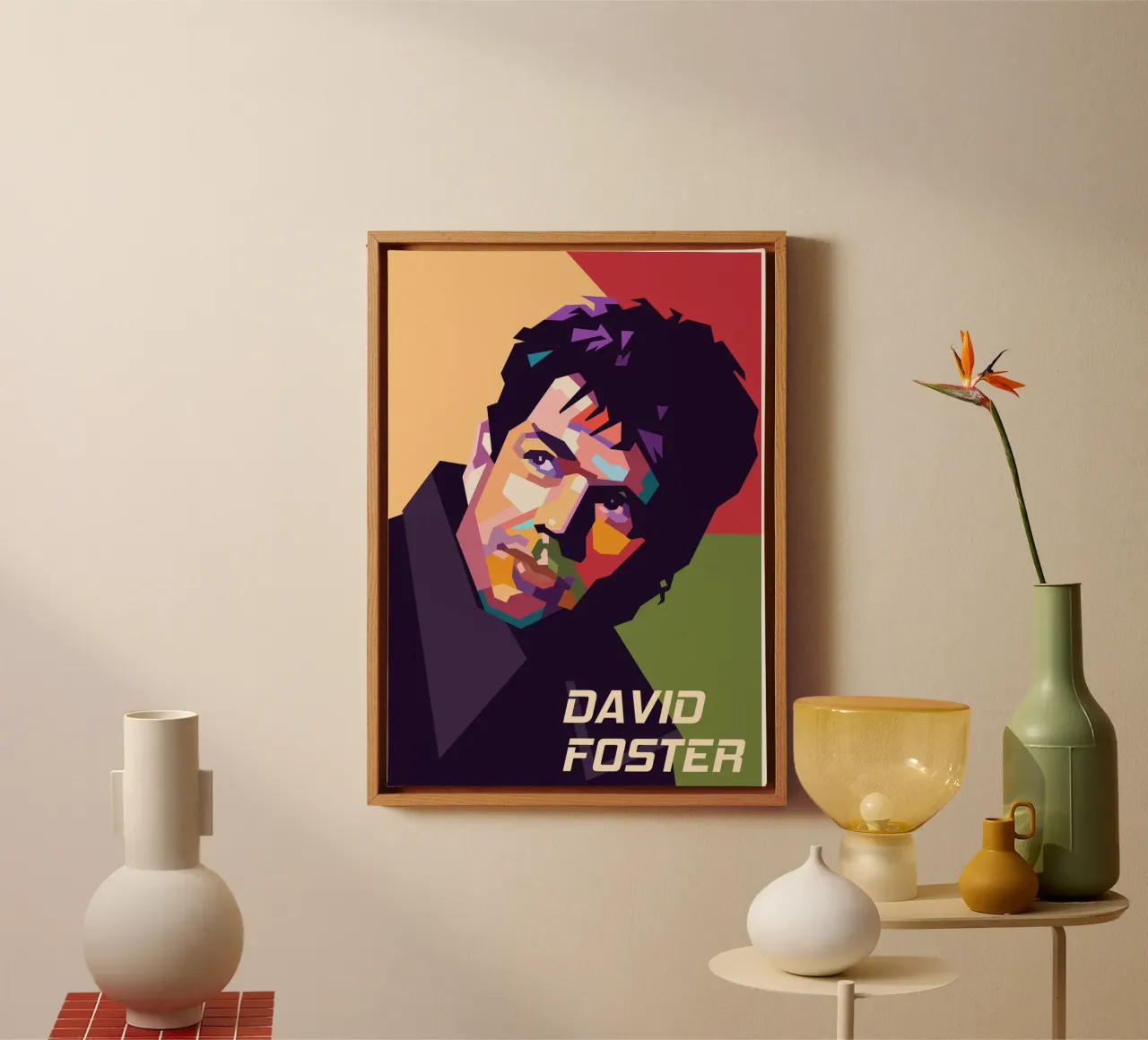 Ritratto pop art di David Foster tela da Hantamrata