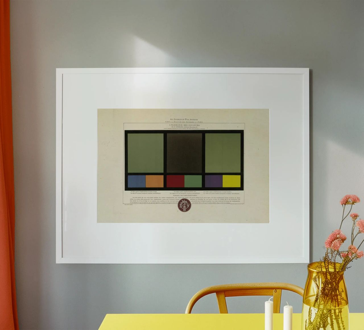 Complementary Colours Blue and Orange, Red and Green, Purple and Yellow, L'harmonie des couleurs, 1815 - Édouard Guichard Poster von Artokoloro Quint Lox Ltd