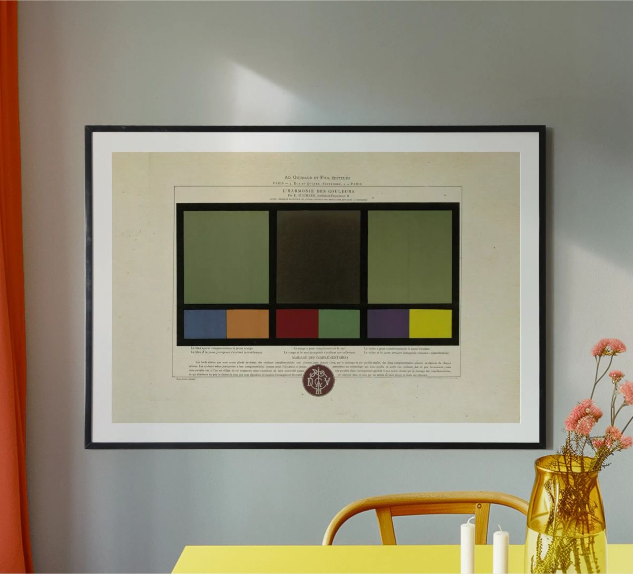 Complementary Colours Blue and Orange, Red and Green, Purple and Yellow, L'harmonie des couleurs, 1815 - Édouard Guichard Poster von Artokoloro Quint Lox Ltd