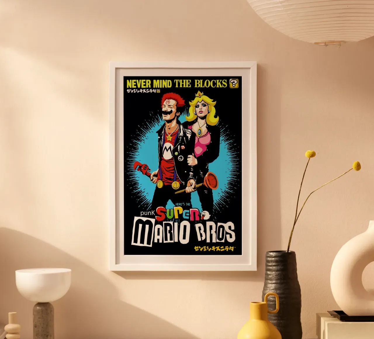Punk Super Mario Bros - Never Mind the Blocks poster con telaio in plastica da Butcher Billy