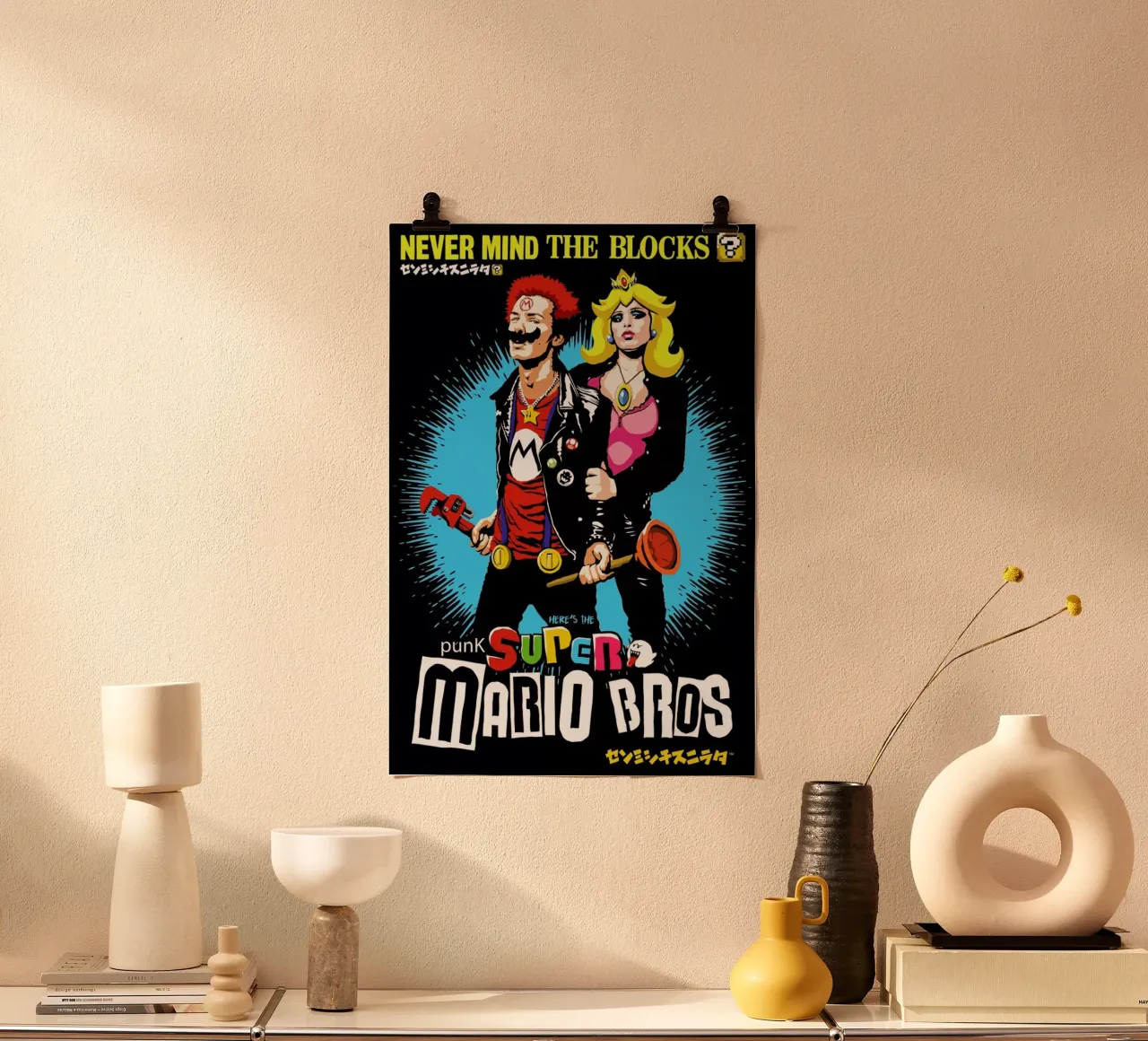 Punk Super Mario Bros - Never Mind the Blocks poster con telaio in plastica da Butcher Billy