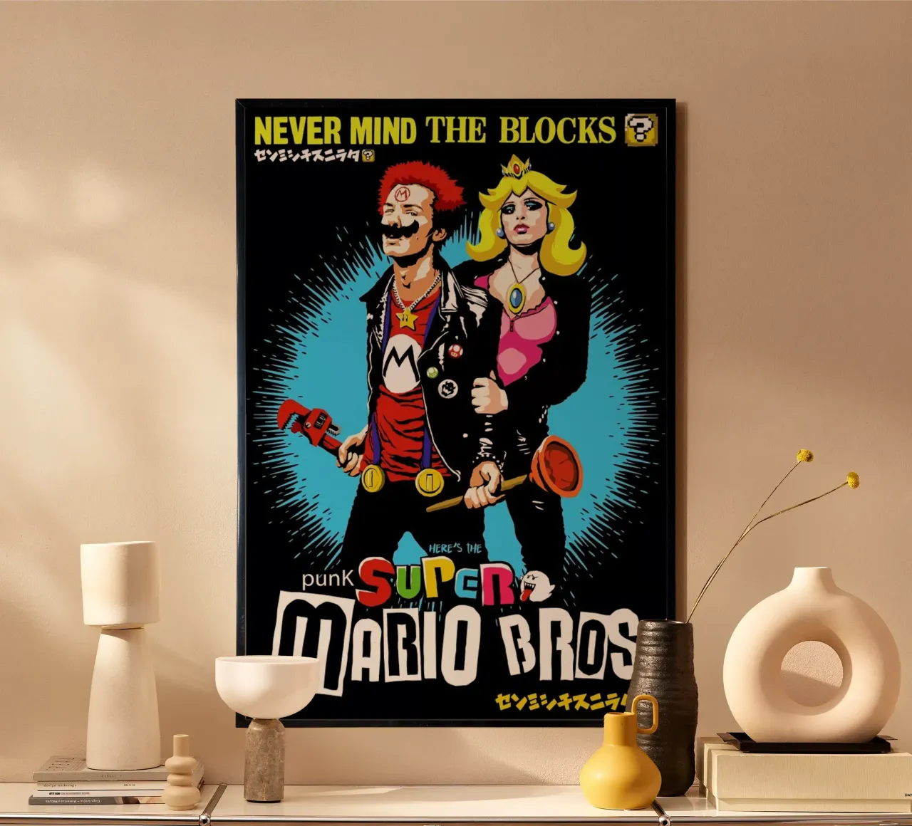 Punk Super Mario Bros - Never Mind the Blocks poster con telaio in plastica da Butcher Billy