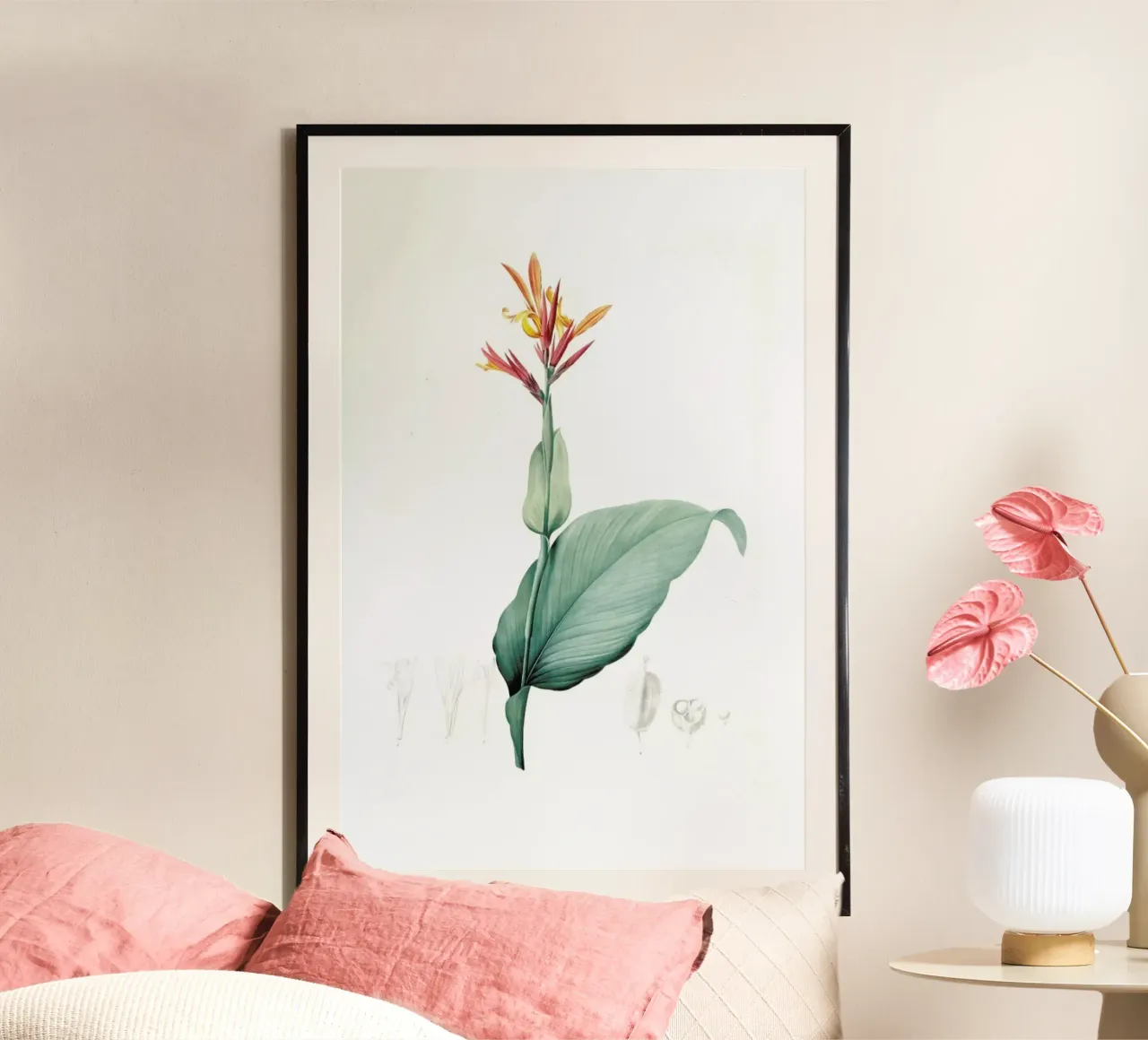 Canna indica, Baslisier der Indes, Indian Shot -Pierre Joseph poster con telaio in legno da Artokoloro Quint Lox Ltd