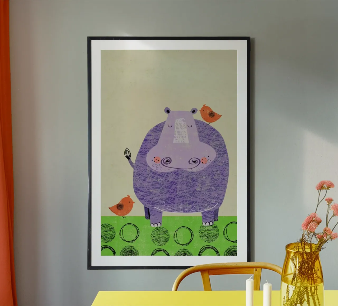 Hippo poster con telaio in alluminio da Rocket68