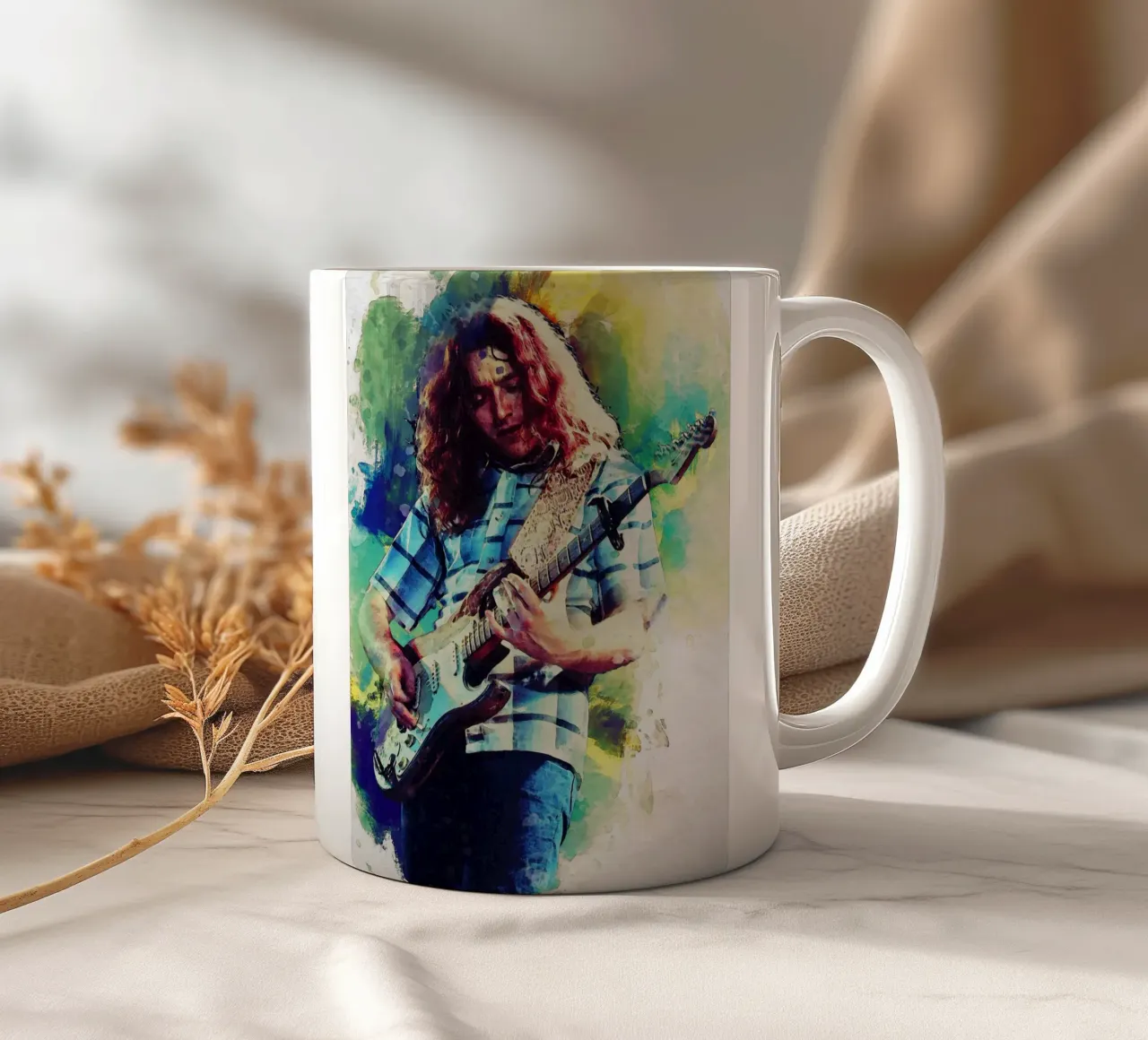 Macchia di ritratto William Rory Gallagher tazza in ceramica da Gunawan Rb