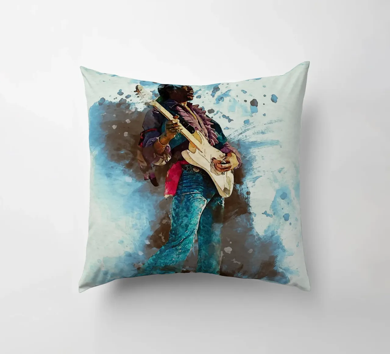 Sbaffo Jimi hendrix - Ritratto di Hey Joe cuscino da Gunawan Rb