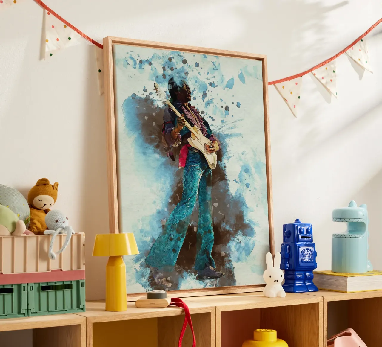 Smudge Jimi hendrix - Hey Joe Portrait canvas with Floater frame by Gunawan Rb