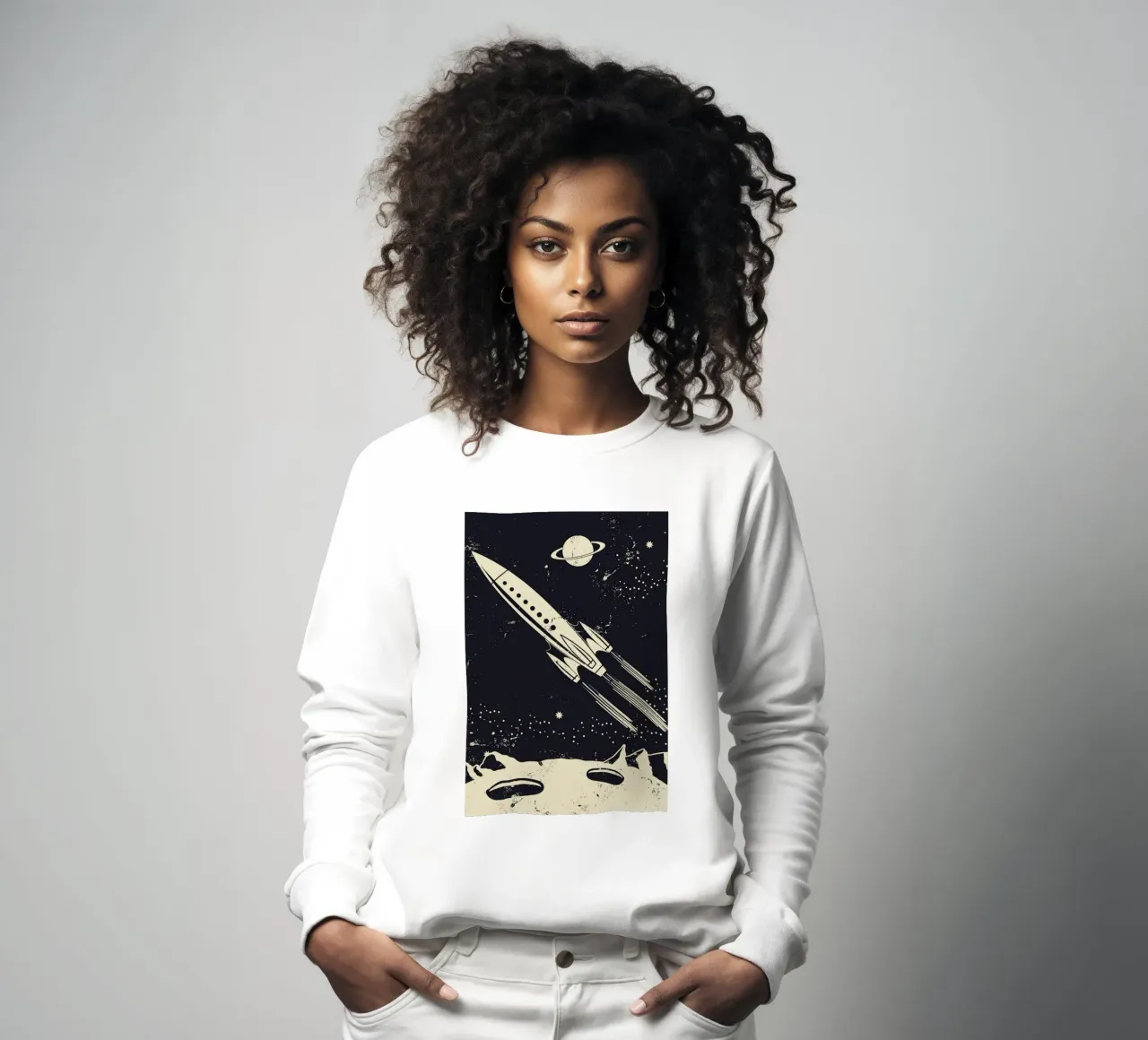 Space Rocket II Sweatshirt von Little Flourishes