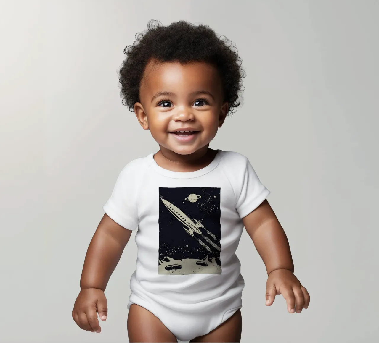Space Rocket II body neonato maniche corte da Little Flourishes