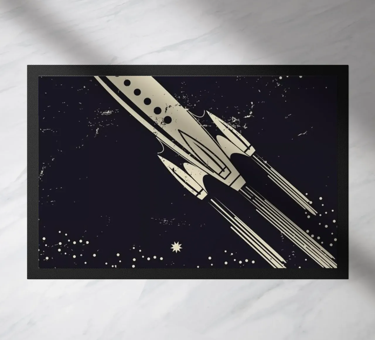 Space Rocket II felpudo de Little Flourishes