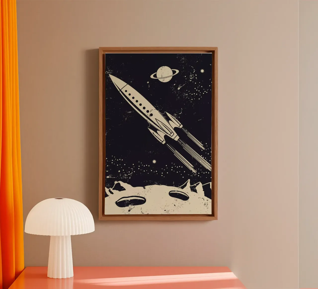 Space Rocket II tela con Cornice a cassetta da Little Flourishes