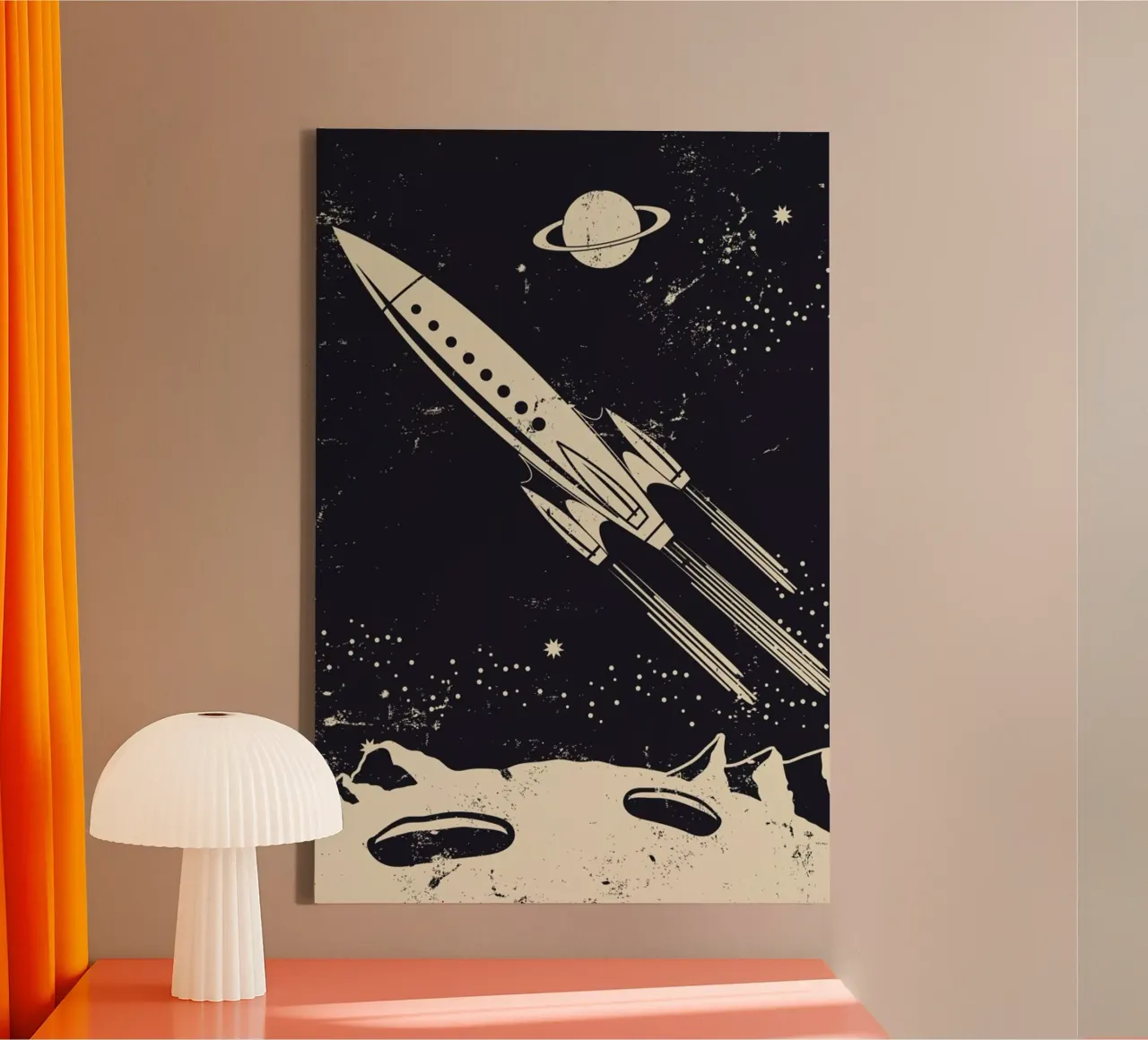 Space Rocket II tela con Cornice a cassetta da Little Flourishes