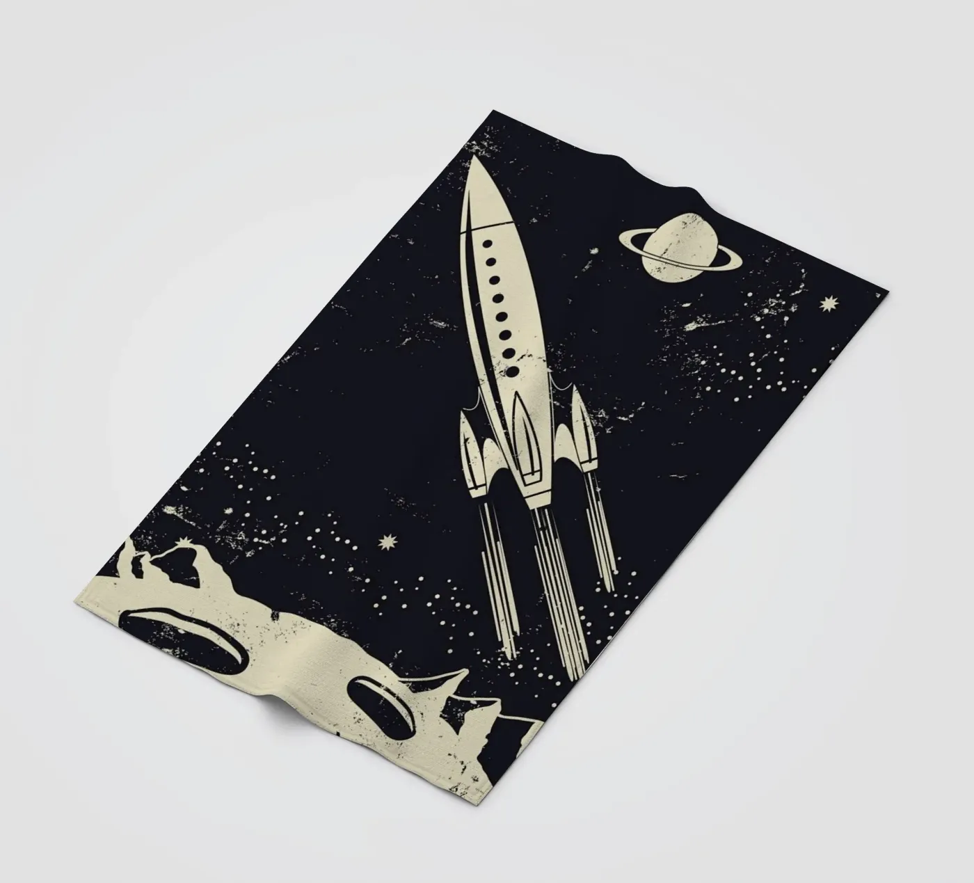 Space Rocket II Fleecedecke von Little Flourishes