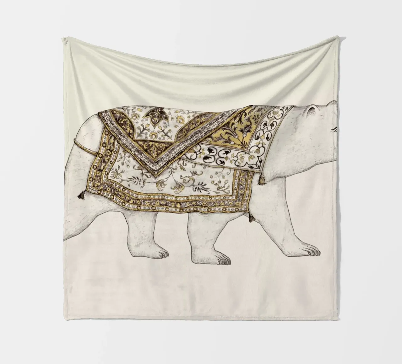 Ours Blanc fleece blanket by Florent Bodart