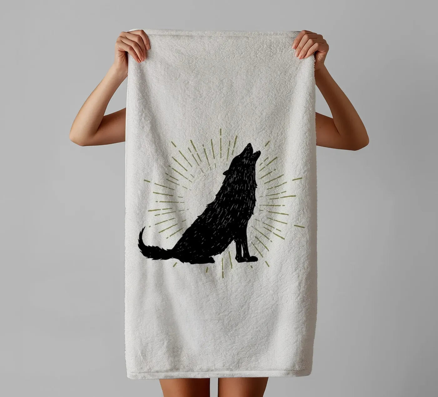 Wolf towel by Pure