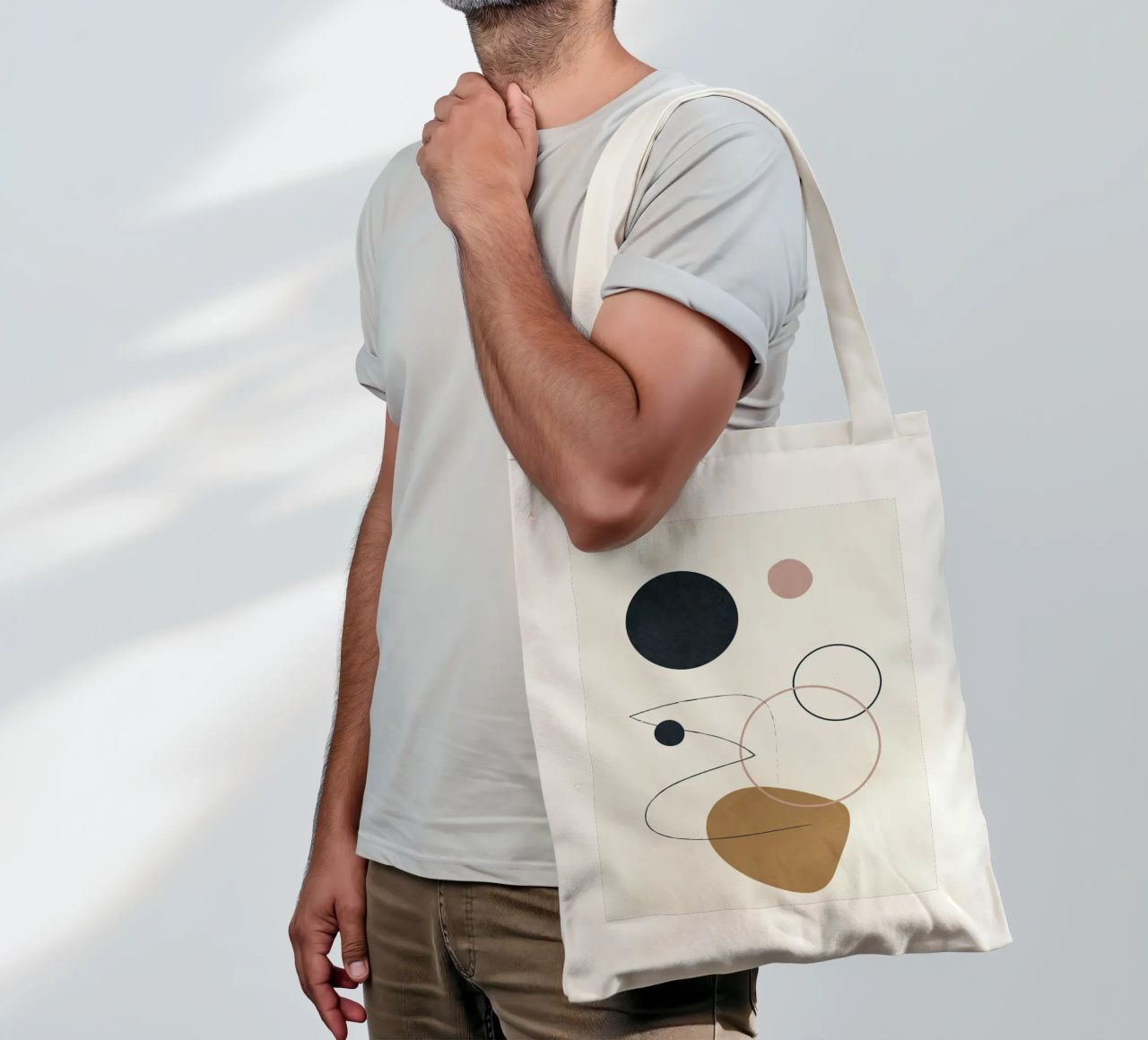Abstract Minimal Art 2 borsa in juta da Flow Line