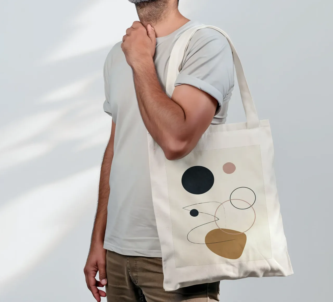 Abstract Minimal Art 2 borsa in juta da Flow Line