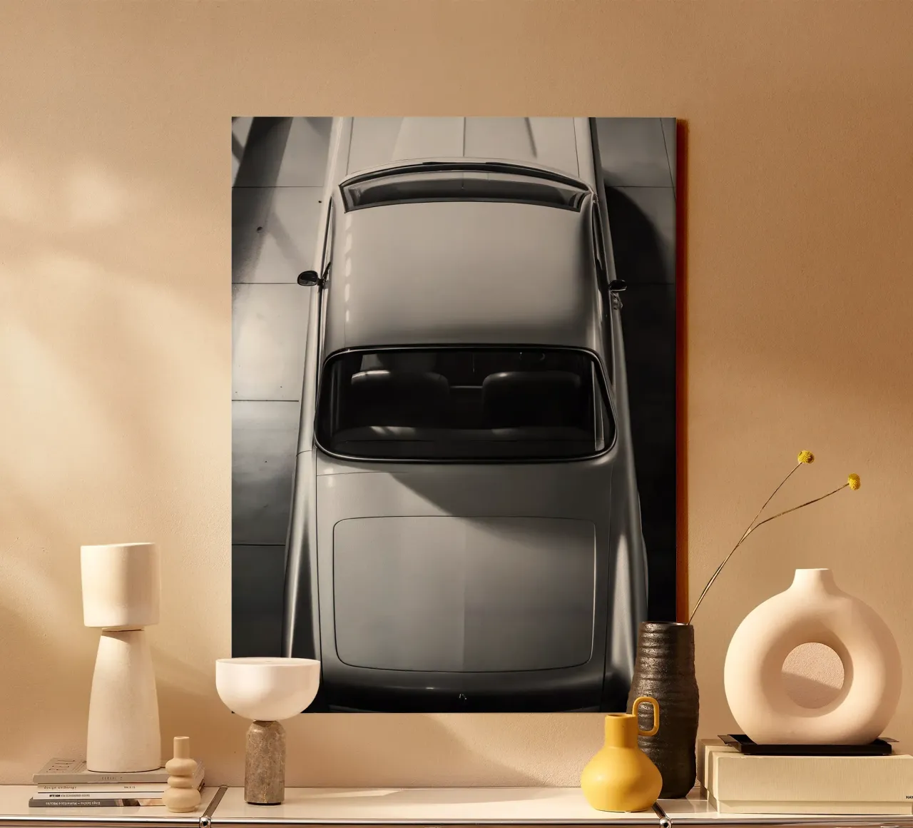 Monochromer Oldtimer Leinwand mit Schattenfugenrahmen von CAR EDITION