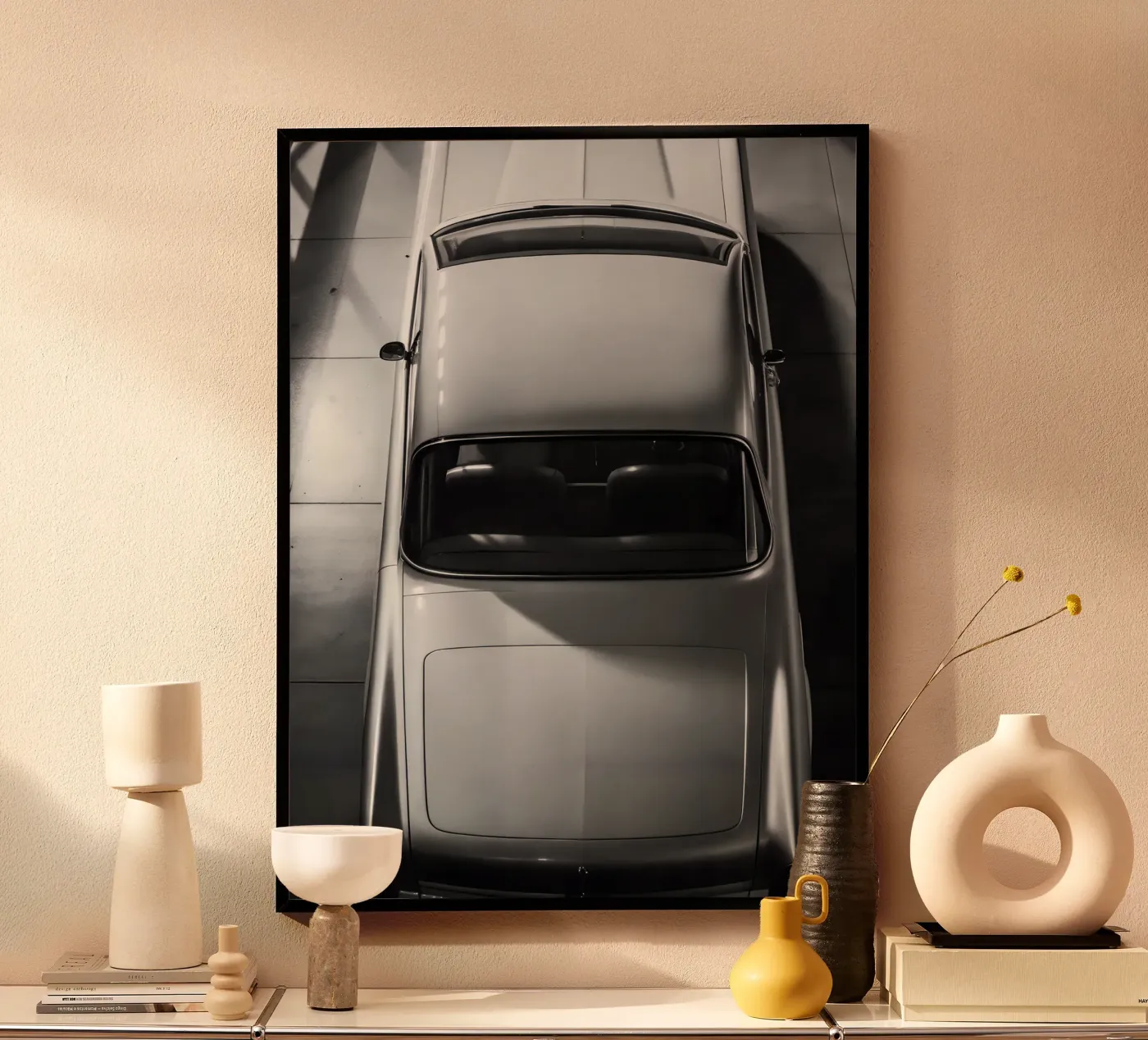 Monochromer Oldtimer Poster von CAR EDITION