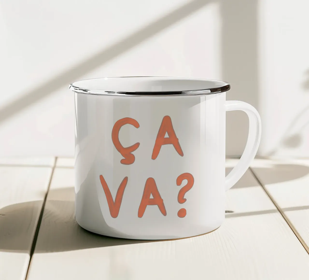Ça Va? – French Mood Check tazza in smalto da QuooodZ by MooodzArt