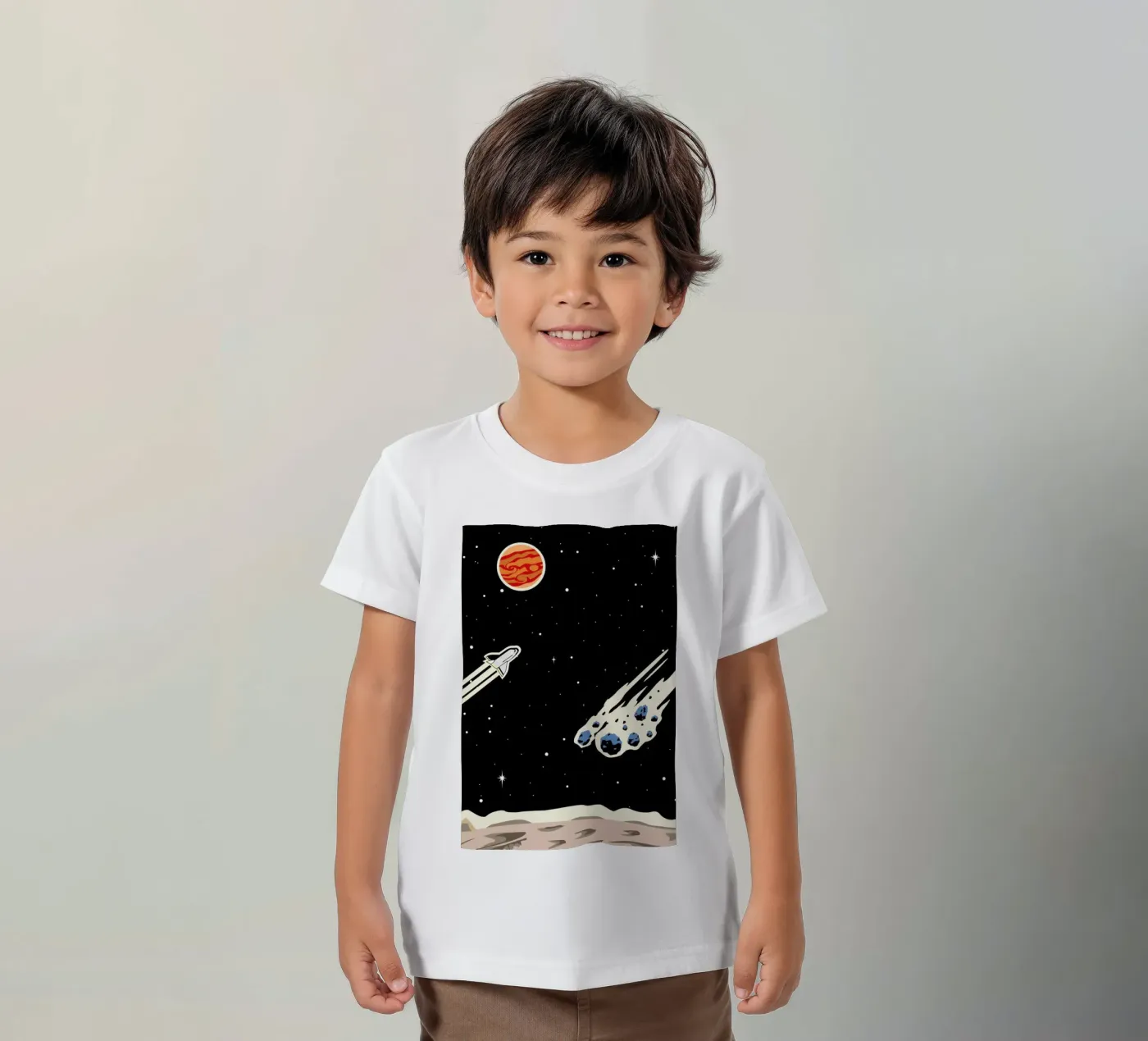 Space Rocket Kinder T-Shirt von Little Flourishes