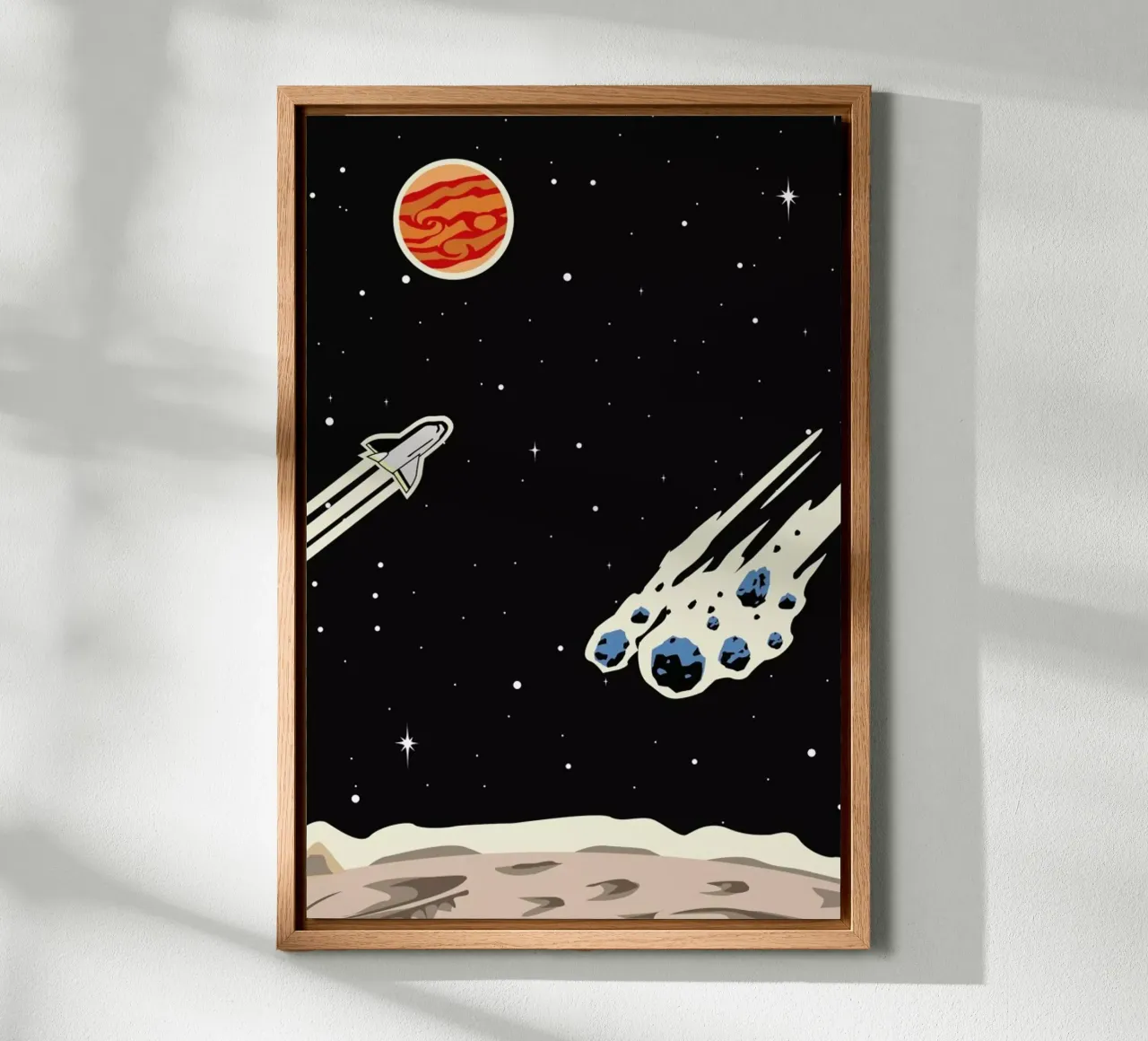 Space Rocket tela con Cornice a cassetta da Little Flourishes