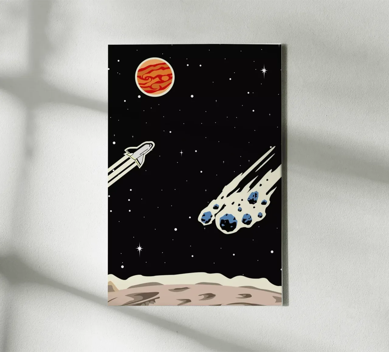 Space Rocket tela con Cornice a cassetta da Little Flourishes