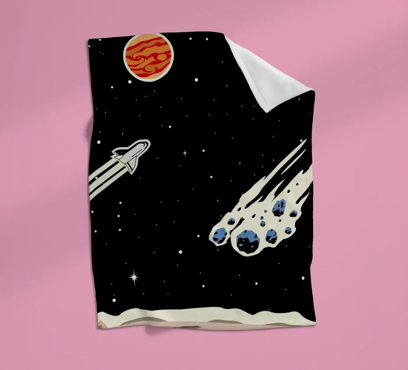 Space Rocket fleece blanket by Little Flourishes