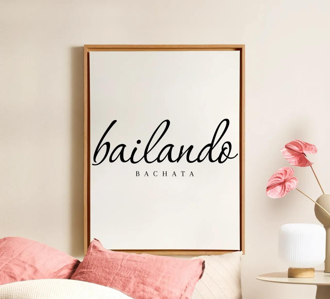 Bailando Bachata II canvas met Baklijst van Bureau Purpur