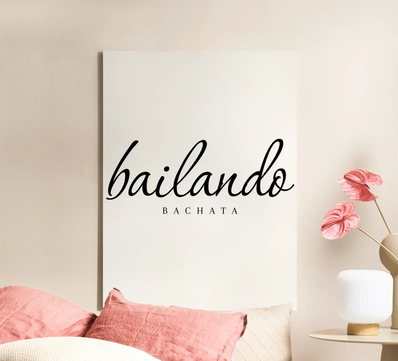 Bailando Bachata II canvas met Baklijst van Bureau Purpur