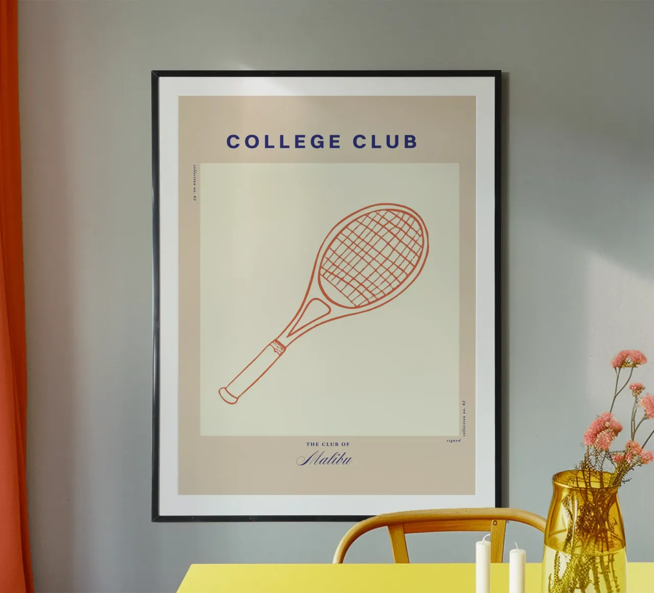 The College Club No 05 poster con telaio in alluminio da treechild