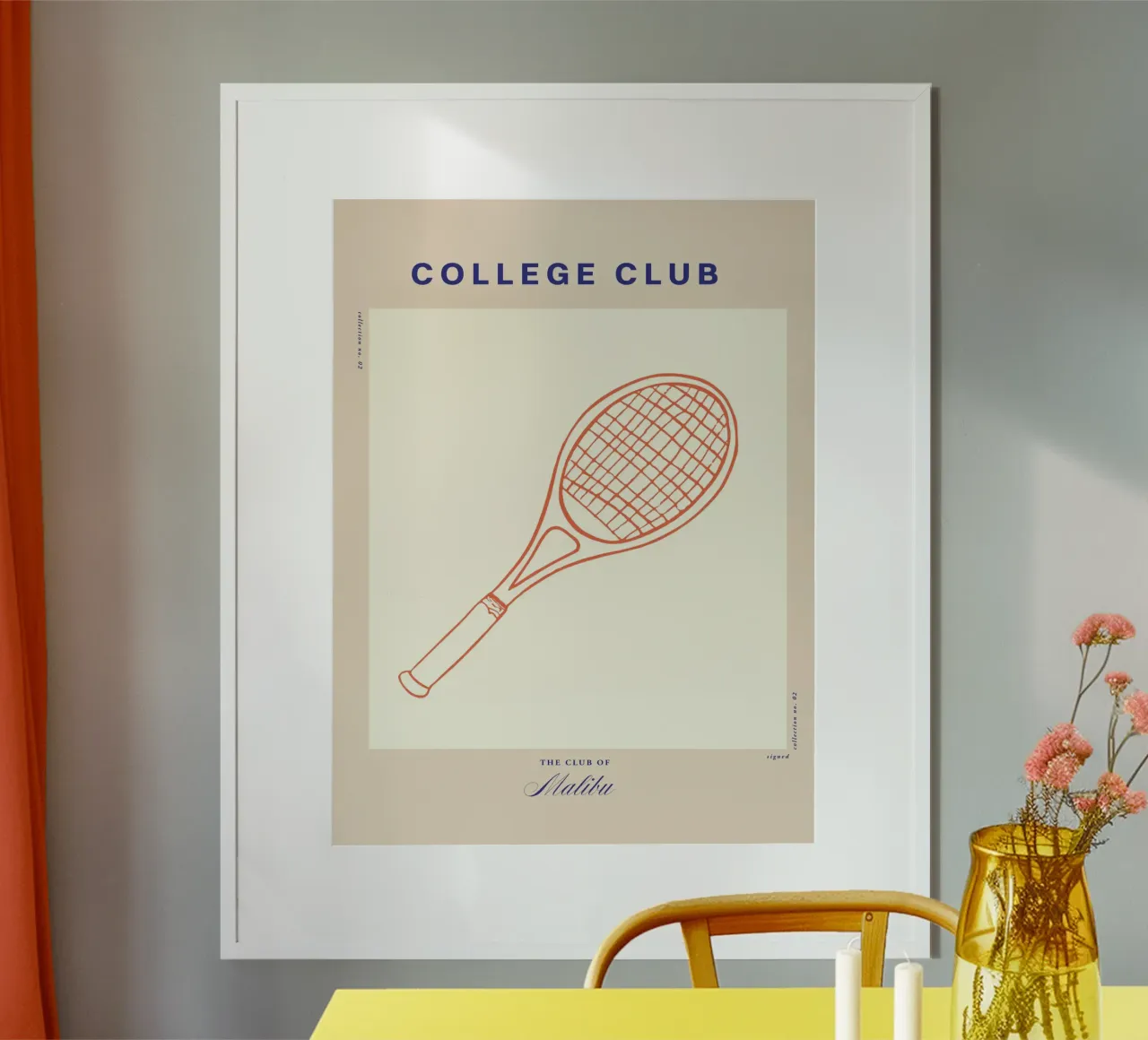 The College Club No 05 poster con telaio in alluminio da treechild