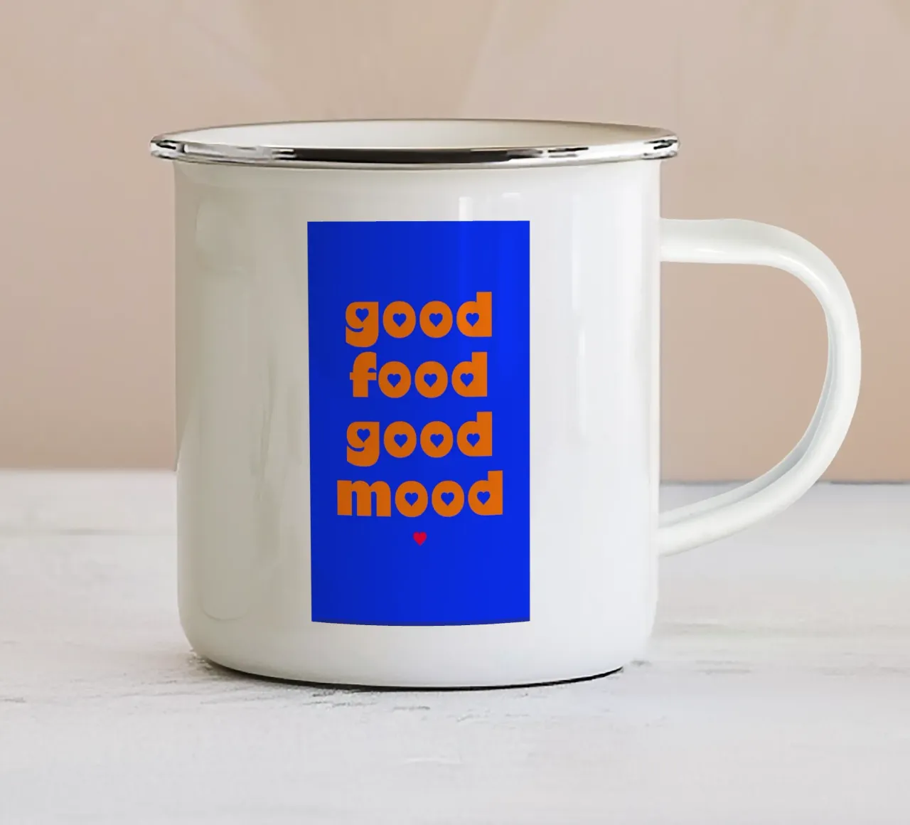 good food - good mood tazza in smalto da maramirage